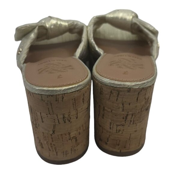 SAM & LIBBY Claudia Women Size 7 Gold Metallic Platform Wedge Sandals -Slip On - Picture 8 of 12